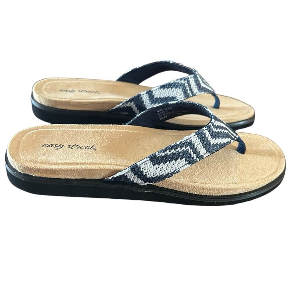 Easy Street Stevie Plush Comfort Footbed Thong Flip Flop Sandals Slip On NEW 8.5